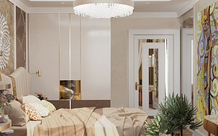 Дизайн интерьера спальни в четырёхкомнатной квартире 98 кв.м в стиле ар-деко7