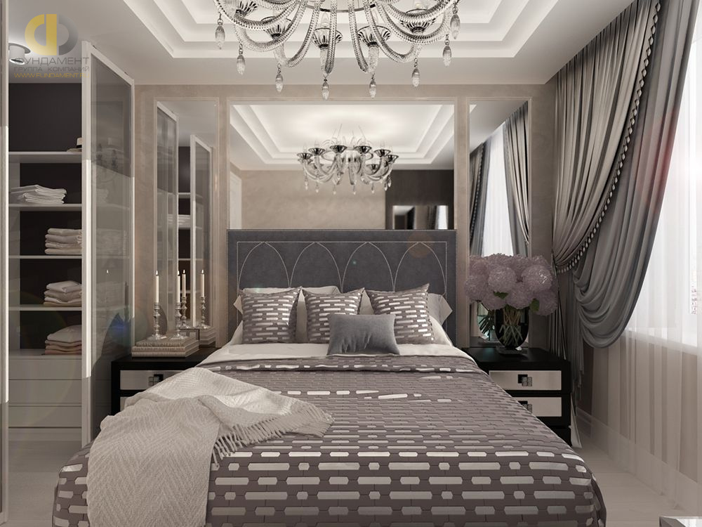 Спальня в стиле дизайна современный по адресу г. Москва, ул. Мосфильмовская, д. 88, к. 4, 2018 года