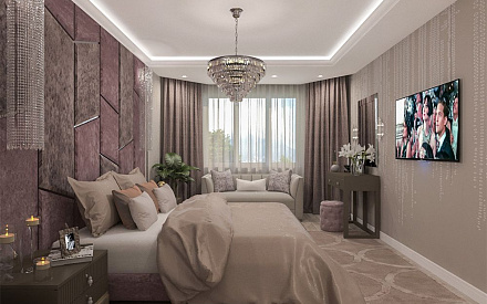 Дизайн интерьера спальни в четырёхкомнатной квартире 144 кв.м в стиле эклектика10