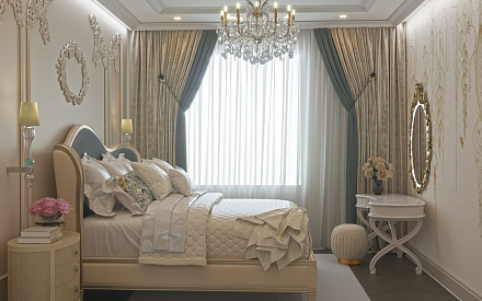 Дизайн интерьера спальни в трёхкомнатной квартире 127 кв. м в стиле неоклассика 13