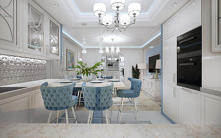 Дизайн интерьера кухни в четырёхкомнатной квартире 127 кв.м в стиле неоклассика13