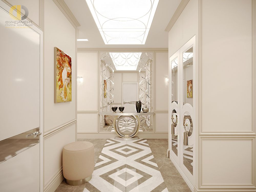Дизайн коридора в белом цвете - фото