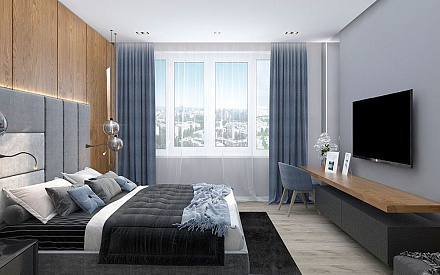 Дизайн интерьера спальни в трёхкомнатной квартире 123 кв.м в современном стиле18