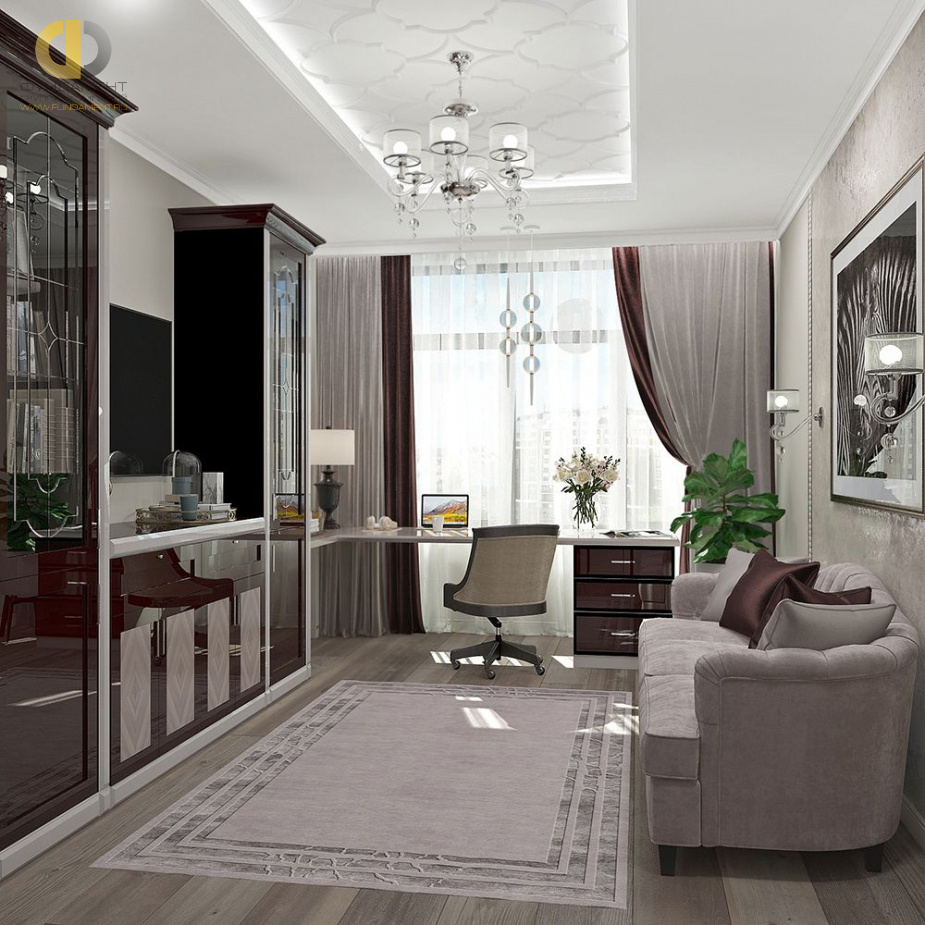 Дизайн интерьера кабинета в четырёхкомнатной квартире 114 кв. м в стиле ар-деко и неоклассика 20