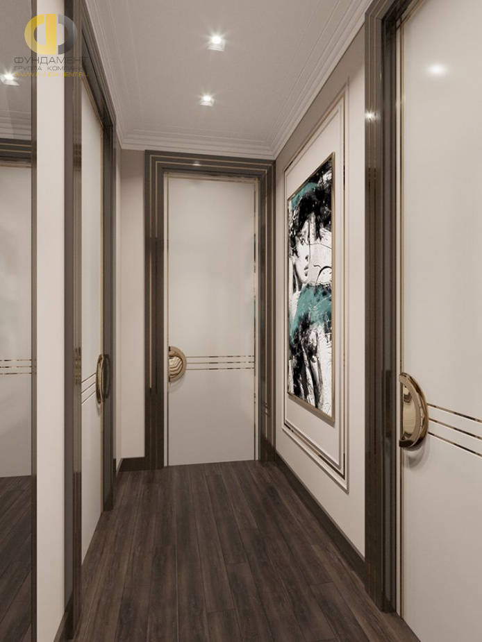 Дизайн интерьера коридора в 3-комнатной квартире 92 кв. м в стиле эклектика 23