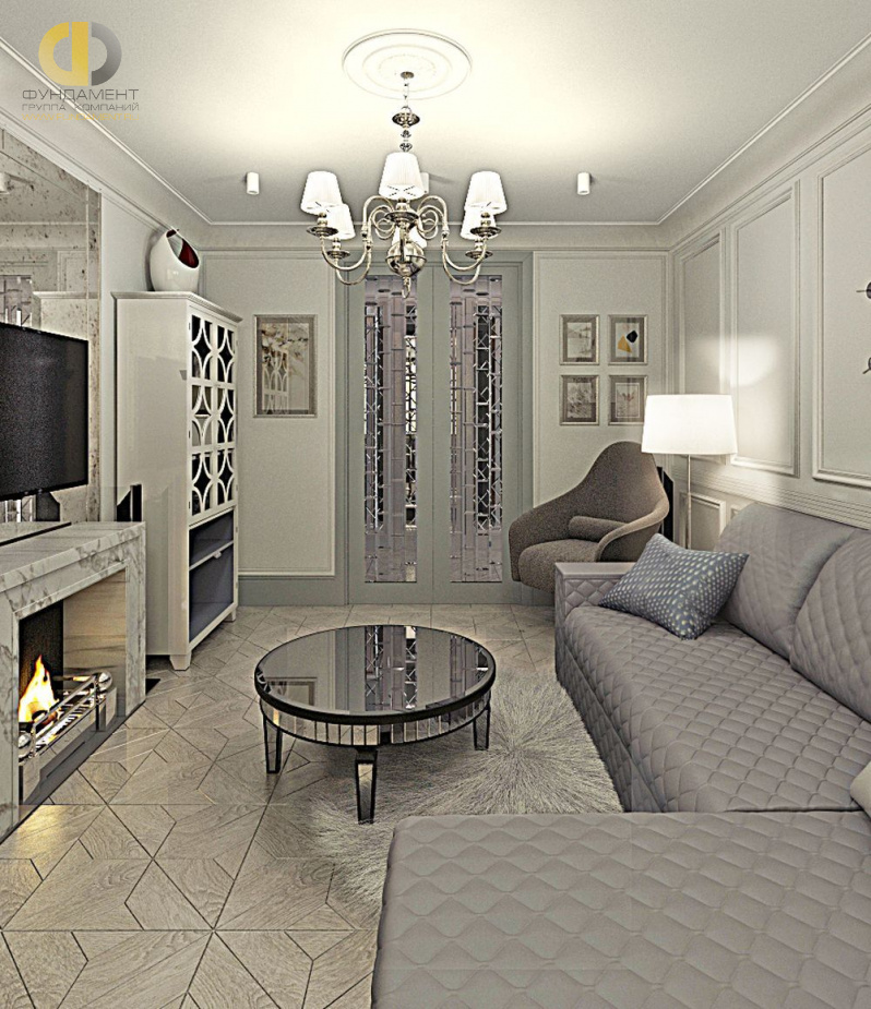 Дизайн интерьера гостиной в трёхкомнатной квартире 98 кв.м в стиле современная классика7