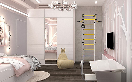 Дизайн интерьера детской в четырёхкомнатной квартире 107 кв.м в современном стиле1