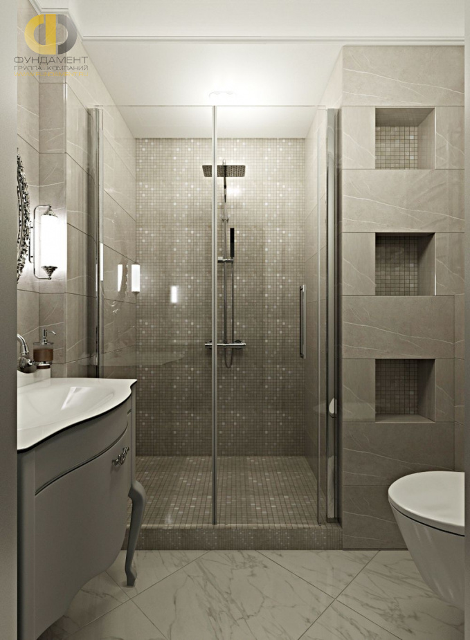Дизайн интерьера ванной в трёхкомнатной квартире 98 кв.м в стиле современная классика3