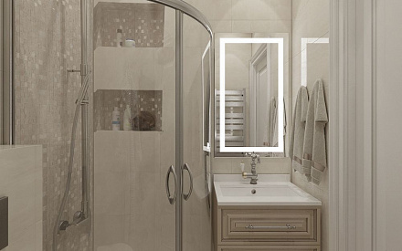 Дизайн интерьер ванной в пятикомнатной квартире 127 кв.м в стиле современная классика