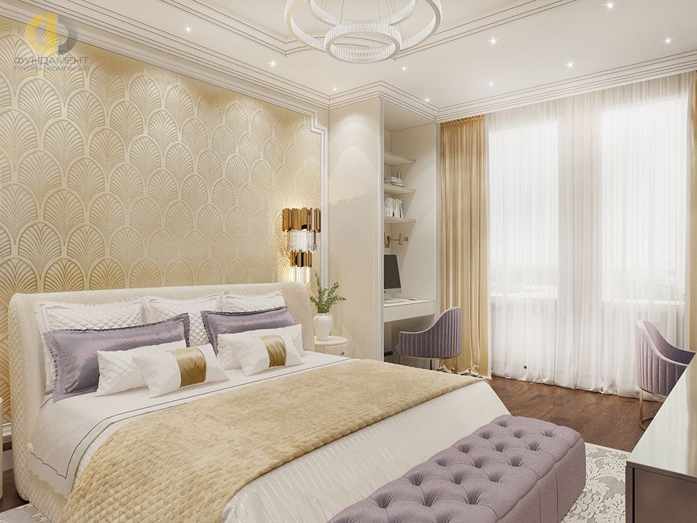 Спальня в стиле дизайна арт-деко (ар-деко) по адресу г. Москва, ул. Серпуховский Вал, д. 21, корп. 4, 2018 года