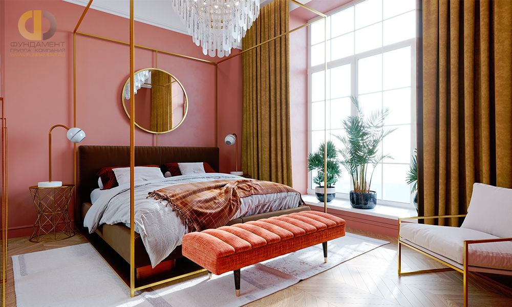 Дизайн спальни в красном цвете - фото