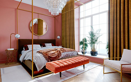 Дизайн интерьера спальни в трехкомнатной квартире 138 кв.м в стиле неоклассика с элементами ар-деко7