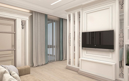 Дизайн интерьера гостиной в трёхкомнатной квартире 107 кв.м в стиле неоклассика16