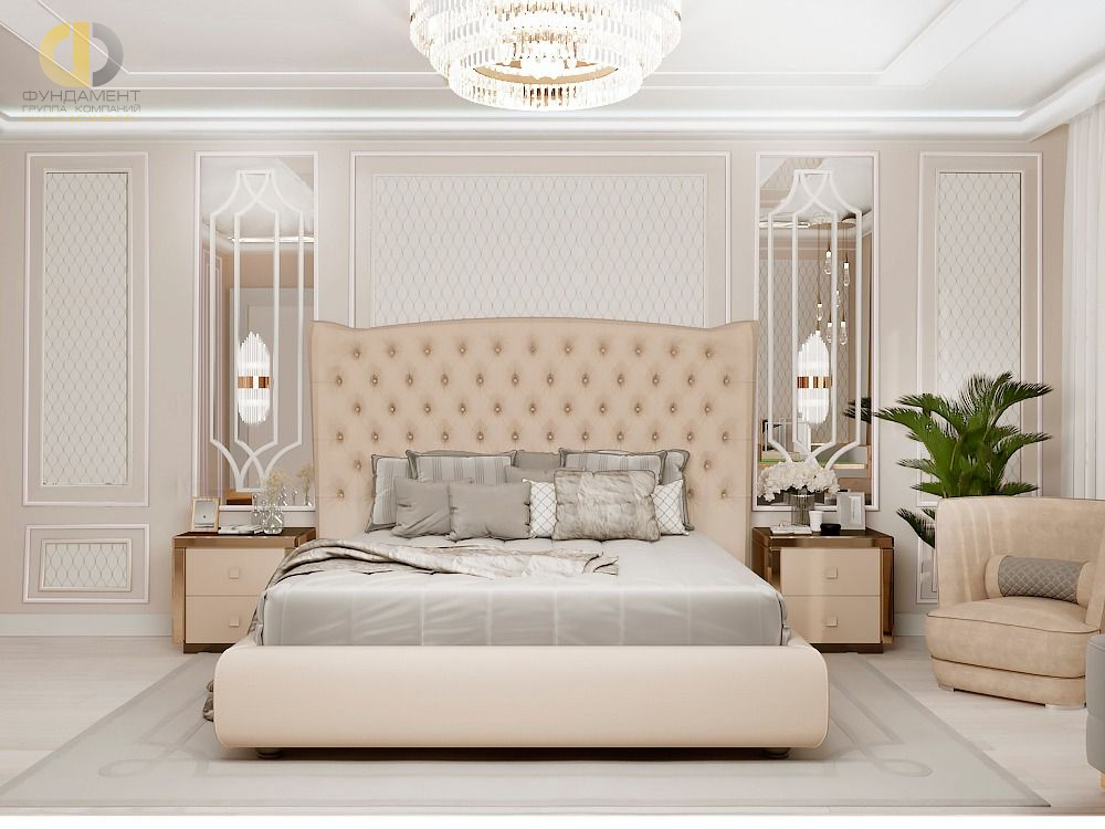 Спальня в стиле дизайна неоклассика по адресу г. Москва, ул. Шоссе Энтузиастов, д. 55, 2020 года
