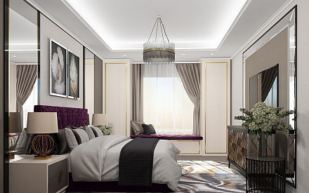 Дизайн интерьера спальни в трёхкомнатной квартире 86 кв.м в стиле ар-деко15