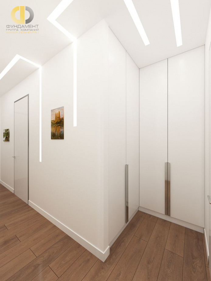 Дизайн интерьера коридора в трёхкомнатной квартире 125 кв.м в современном стиле3