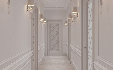 Дизайн интерьера коридора в 6-комнатной квартире 196 кв. м в стиле классика и прованс 28