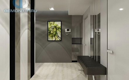 Дизайн коридора в интерьере квартиры 97 кв. м в стиле минимализм на Марксистской