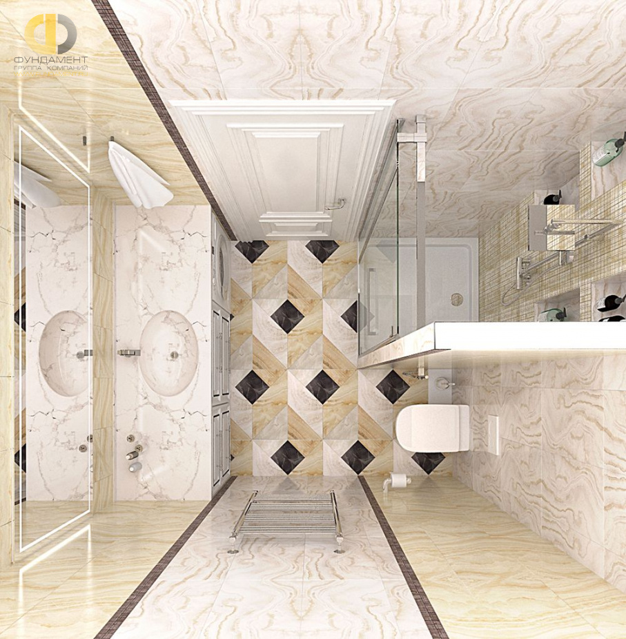 Дизайн интерьера ванной в четырёхкомнатной квартире 117 кв.м в стиле неоклассика2