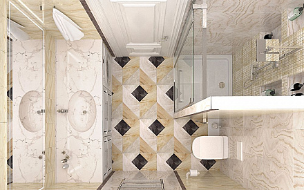 Дизайн интерьера ванной в четырёхкомнатной квартире 117 кв.м в стиле неоклассика2
