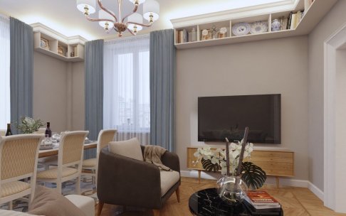 Дизайн интерьера квартиры г. Москва, Кутузовский проспект, дом 21, 56 кв.м.