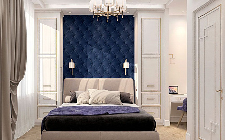 Дизайн интерьера спальни в двухкомнатной квартире 44 кв.м в стиле современная классика1