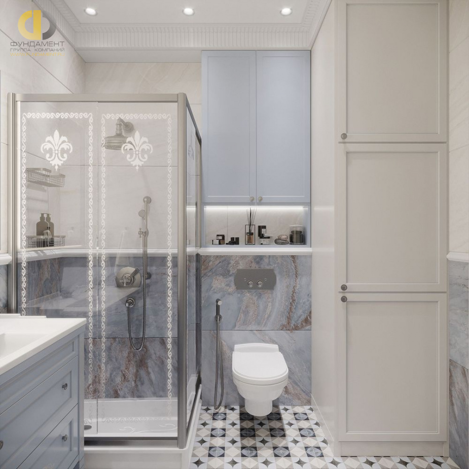 Дизайн интерьера ванной в 4-комнатной квартире 120 кв. м в стиле эклектика 24