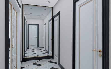 Дизайн интерьера коридора в трёхкомнатной квартире 132 кв.м в современном стиле 17