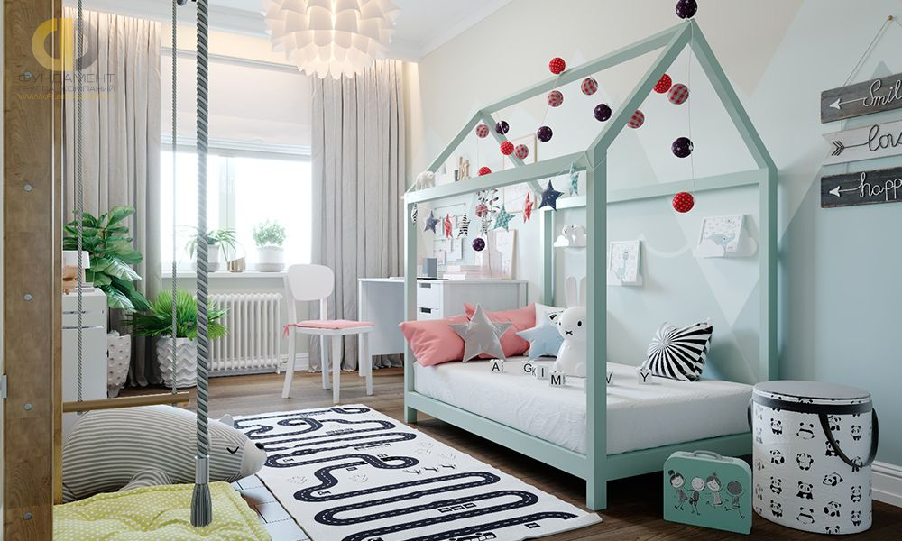 Дизайн интерьера детской в 5-комнатной квартире 123 кв.м в скандинавском стиле