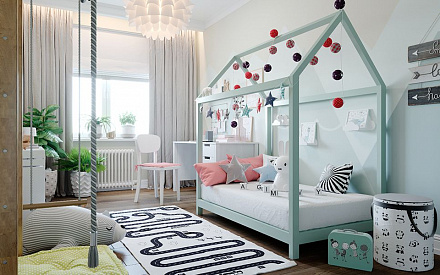 Дизайн интерьера детской в 5-комнатной квартире 123 кв.м в скандинавском стиле