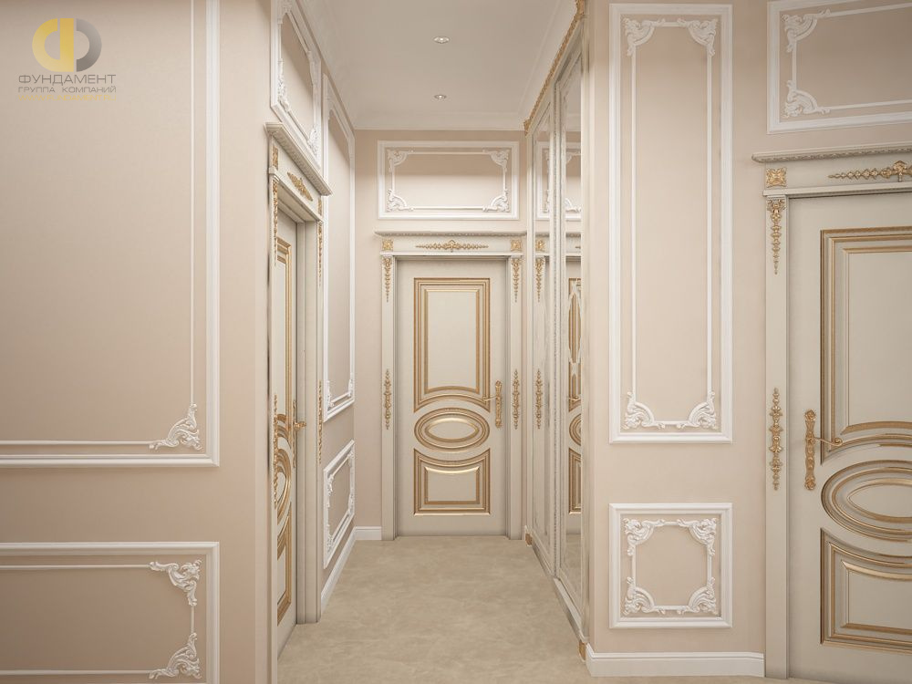 Дизайн интерьера коридора в трёхкомнатной квартире 101 кв. м в стиле классицизм 8