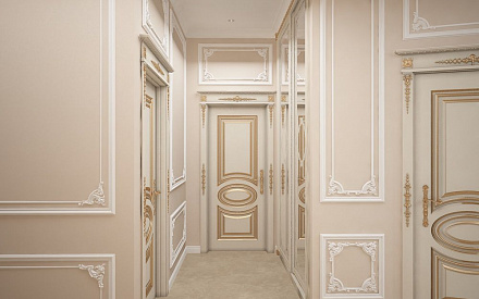Дизайн интерьера коридора в трёхкомнатной квартире 101 кв. м в стиле классицизм 8