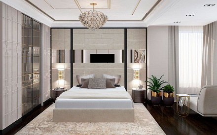 Дизайн интерьера спальни в трёхкомнатной квартире 132 кв.м в современном стиле 27