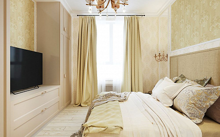 Дизайн интерьера спальни в двухкомнатной квартире 71 кв.м в стиле неоклассика 7