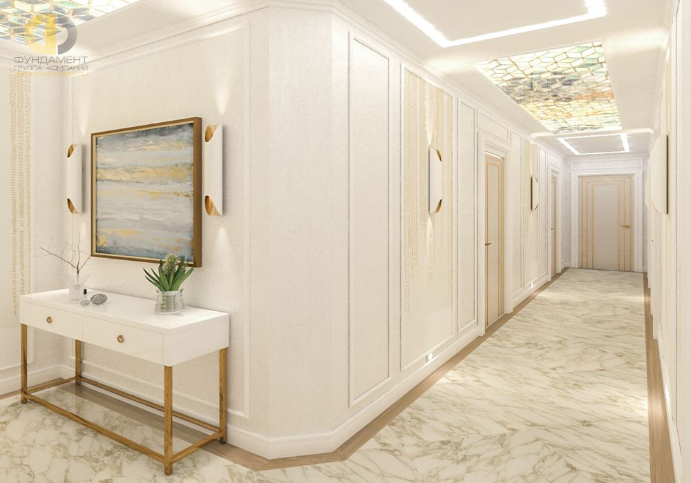 Дизайн коридора в белом цвете - фото