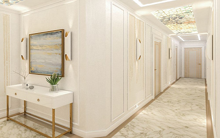 Дизайн интерьера коридора в четырёхкомнатной квартире 131 кв.м в стиле неоклассика7
