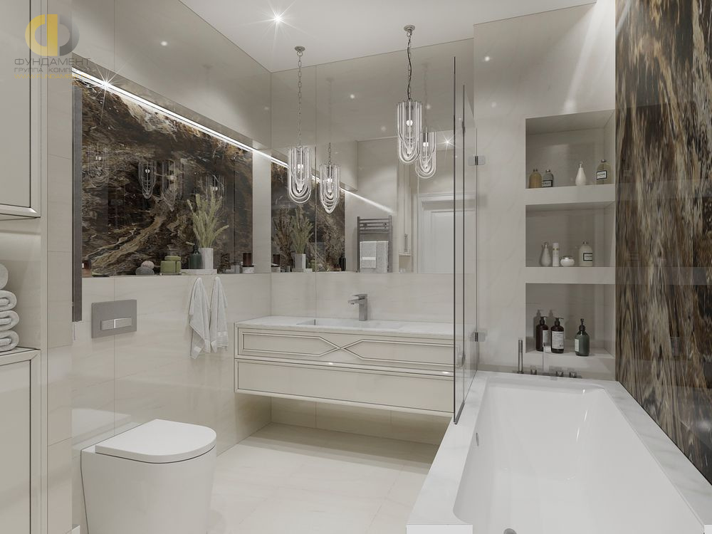 Дизайн интерьера ванной в трёхкомнатной квартире 110 кв.м в стиле современная классика4