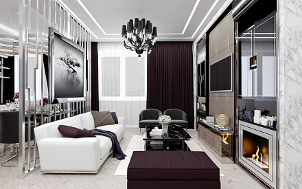 Дизайн интерьера гостиной в четырёхкомнатной квартире 122 кв.м в стиле ар-деко