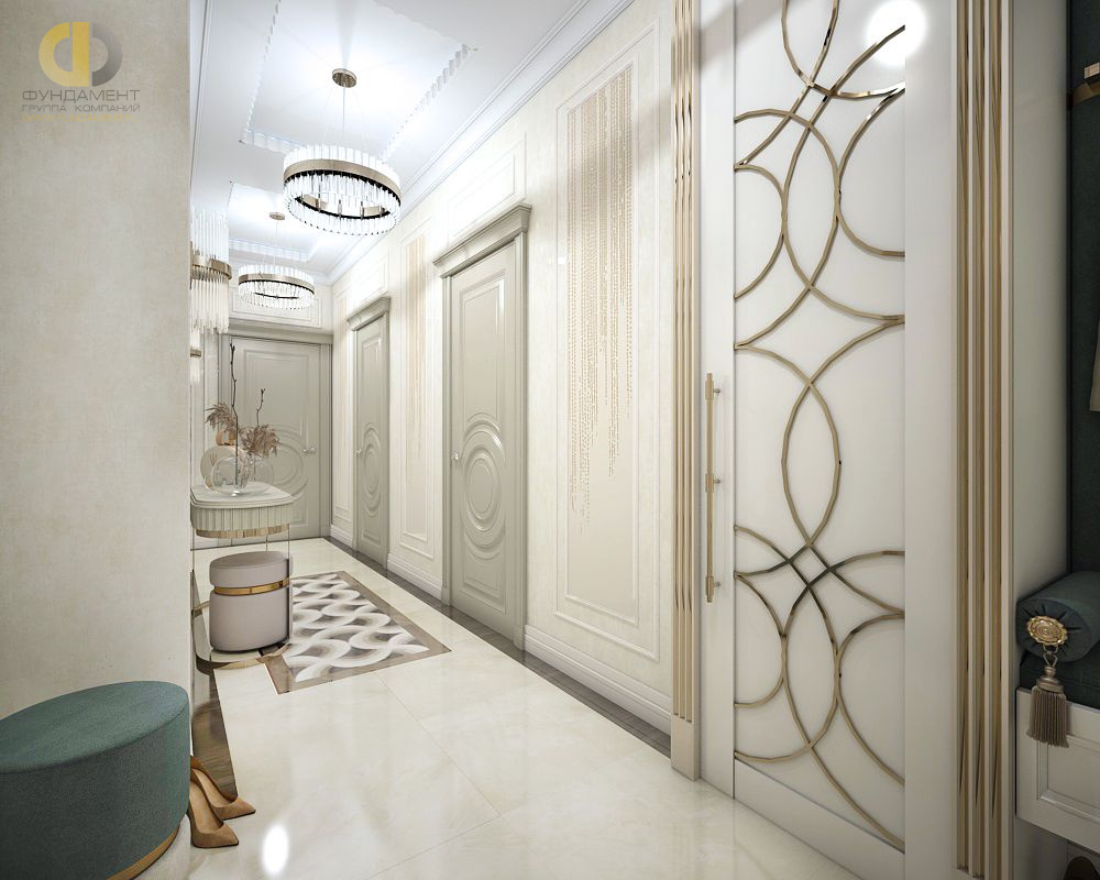 Дизайн интерьера коридора четырёхкомнатной квартире 142 кв. м в стиле неоклассика 4
