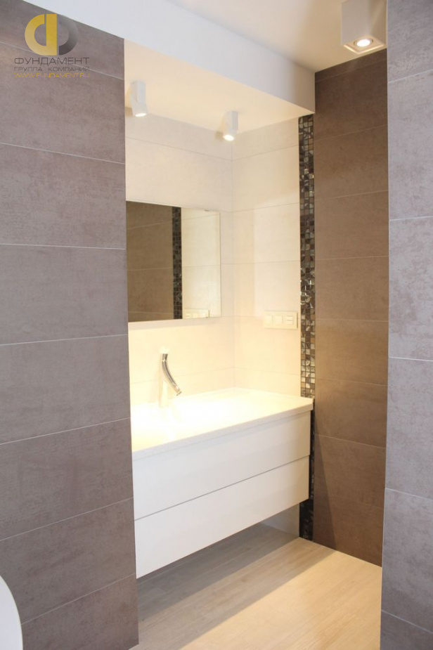 Ремонт трехкомнатной квартиры в стиле минимализм. Реальная фотография ванной