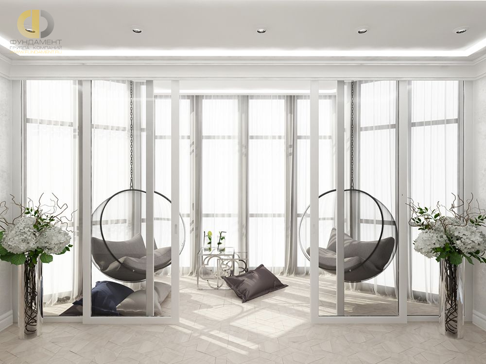 Дизайн балкона в сером цвете - фото