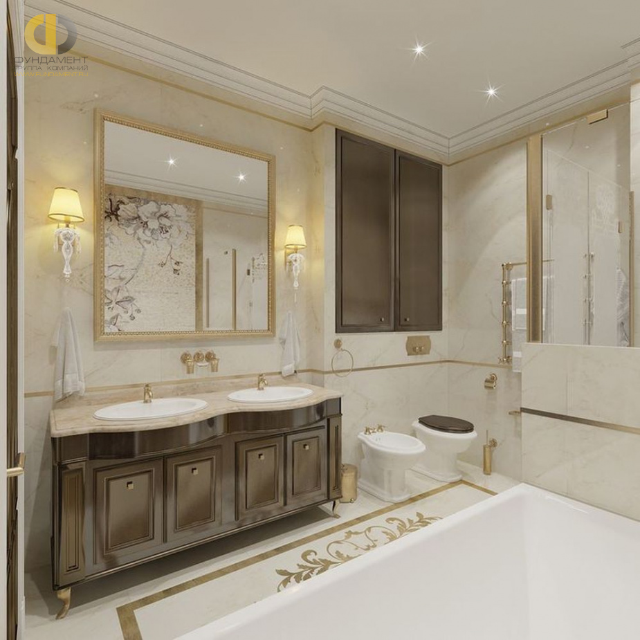 Дизайн интерьера ванной в четырёхкомнатной квартире 163 кв.м в классическом стиле23