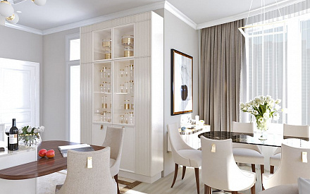 Дизайн интерьера столовой в четырёхкомнатной квартире 142 кв.м в стиле ар-деко