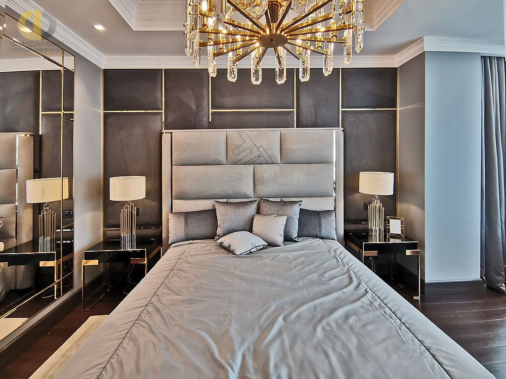 Фото ремонта спальни в трёхкомнатной квартире 133 кв. м в стиле ар-деко  – фото 100