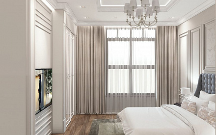 Дизайн интерьера спальни в четырёхкомнатной квартире 165 кв.м в классическом стиле с элементами лофт13