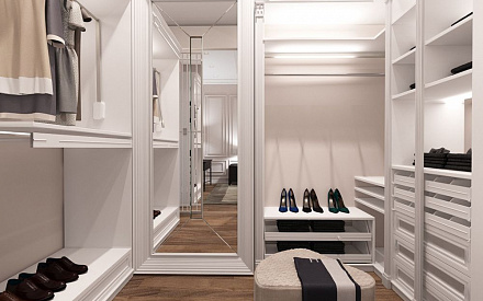 Дизайн интерьера гардероба в четырёхкомнатной квартире 165 кв.м в классическом стиле с элементами лофт14
