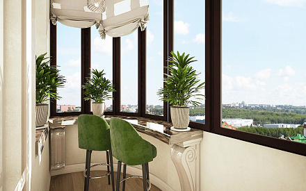 Дизайн интерьера балкона четырёхкомнатной квартире 142 кв. м в стиле неоклассика 16