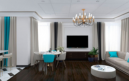 Дизайн интерьера гостиной в трёхкомнатной квартире 132 кв.м в современном стиле 15