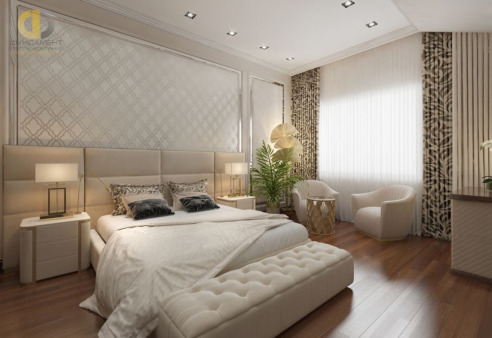 Интерьер светлой спальни в стиле ар-деко