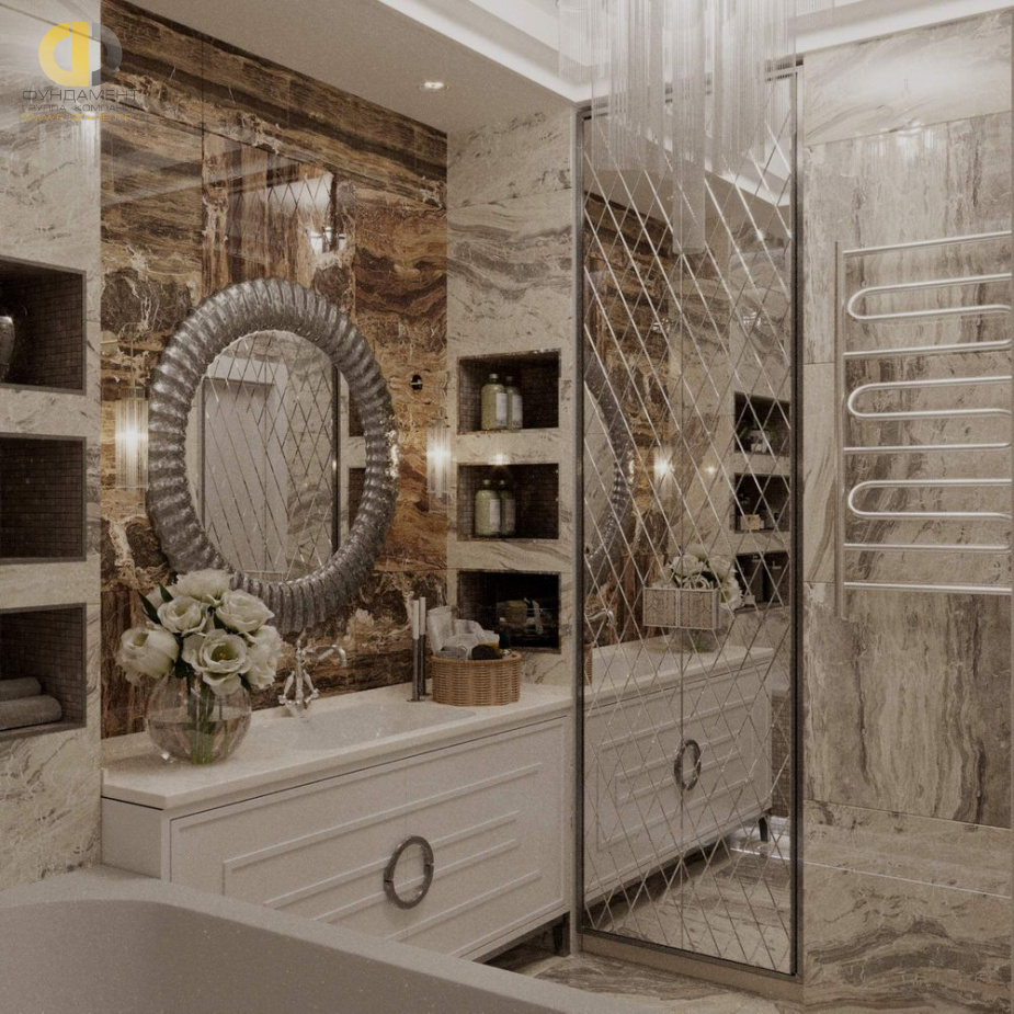 Дизайн интерьера ванной в двухкомнатной квартире 76 кв.м в стиле ар-деко2